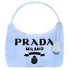 Prada Re-Edition Embroidered Logo Accent 2000 Soft Terry Fabric Hobo Shoulder Bag Mini Women bags Light-Blue Black 1NE515_2DXO_F0D4O