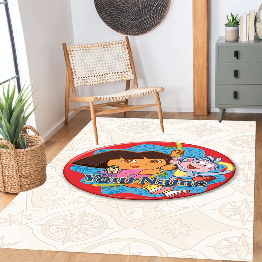 Dora Explorer Customizable Name Floor Rug Office Rug Design for Kitchen Foyer Decorate room Living Rooms Antislip Carpet Anime Office Decor