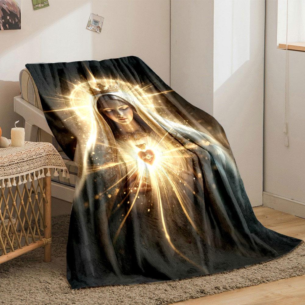 Sacred Heart Virgin Mary Blanket Printed Blanket for Living Room Bed Couch lunch break Soft Cozy Blanket for Friend's festival Gift