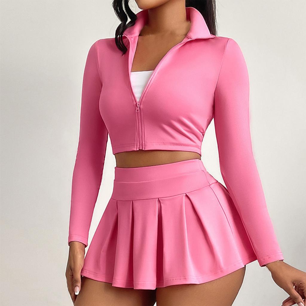 Women's Fashion Casual Hundred Sexy Undershirt Package Hip Pleated Skirt