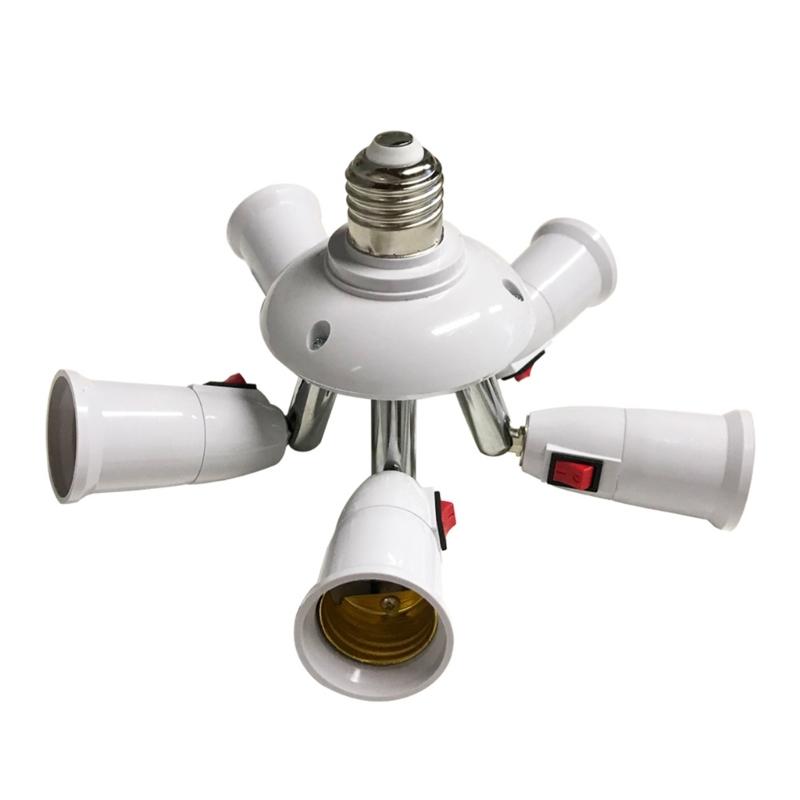 360 Grad verstellbarer 2/3/4/5 in 1 E27 Splitter Steckdosenadapter E27 Standard LED-Birnen verstellbar für Büroflur