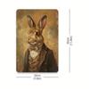 Metal Wall Art Vintage 2D Rabbit Gentleman, Home Garden Bar Decor Easter Gift