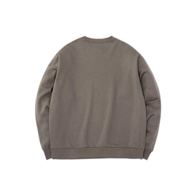 Anta Solid Color Round Neck Pullover Letter Print Fleece Long Sleeve Sweatshirt Unisex sweatshirt Chiffon-Coffee 172231760R-4