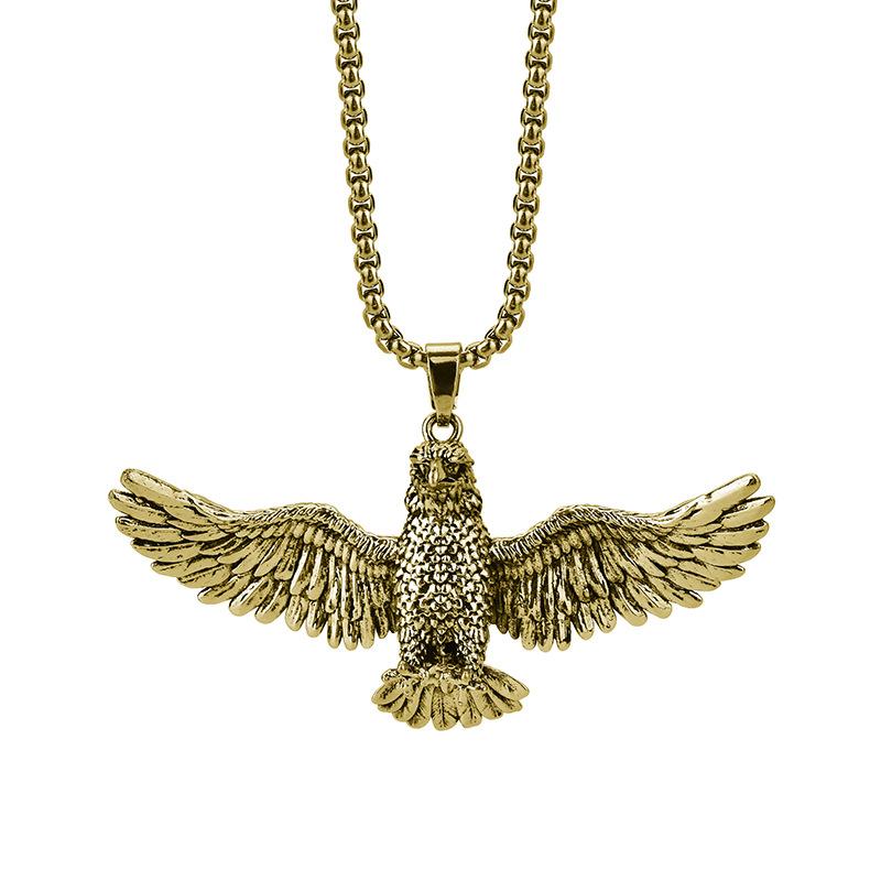 

Premium Titanium Quality Steel Eagle Pendant Necklace For Trendsetting Fashion Mens античная золотой