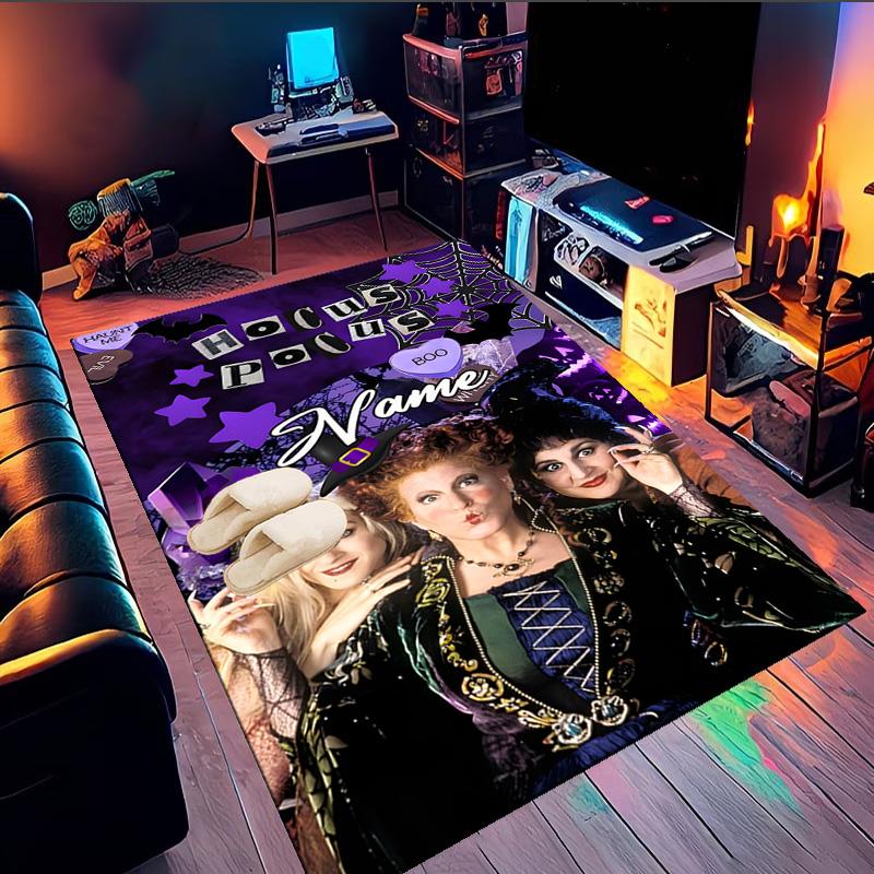 Custom Name Witches Collage Rug Game Carpet, Floor Mat for Bedroom Living Room Entryway Rug, Home Decor Idea Gift for Christmas birthday