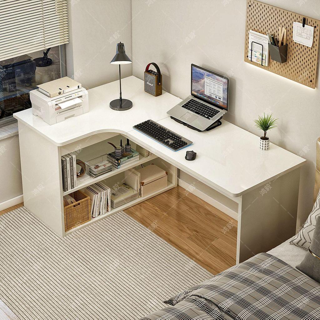 Corner Bookshelf Desk: Student Study & Writing Desk for Bedroom