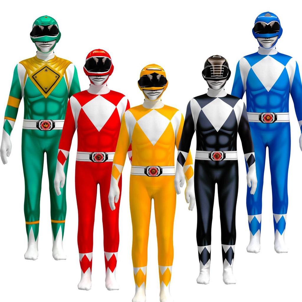 Power Rangers Costume Kids Adult Cosplay Fancy Dress Party Superhero Jumpsuit