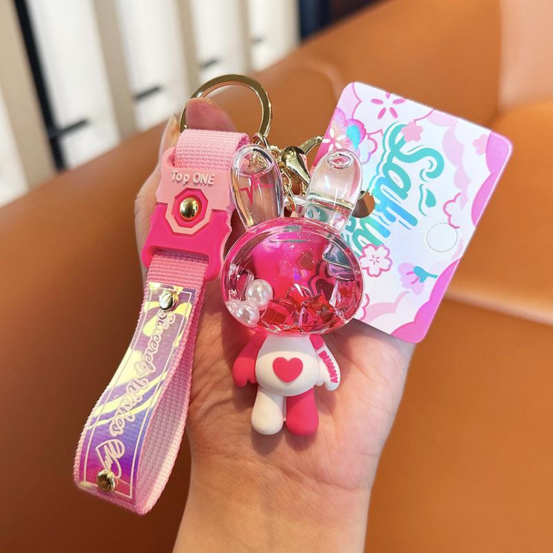Heart Rabbit Oil Keychain Fashion Personality Cartoon Rabbit Keyring Girls Exquisite Bag Pendant