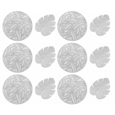Placemats en Onderzetters Set Holle Isolatie 6 Stuks Ronde Eettafel Placemats en 6 Stuks Blad