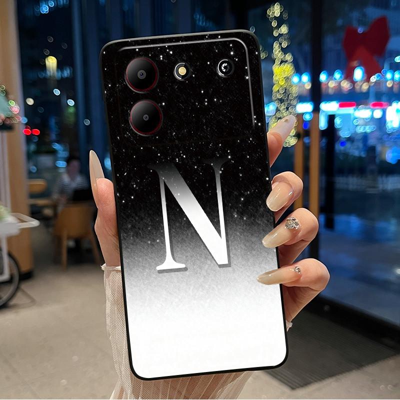 Case For ZTE Blade A54 4G Soft Silicone Black Shell ZTE Blade A54 4G Beautiful Letter Starry Sky Pattern Anti-scratch Cover
