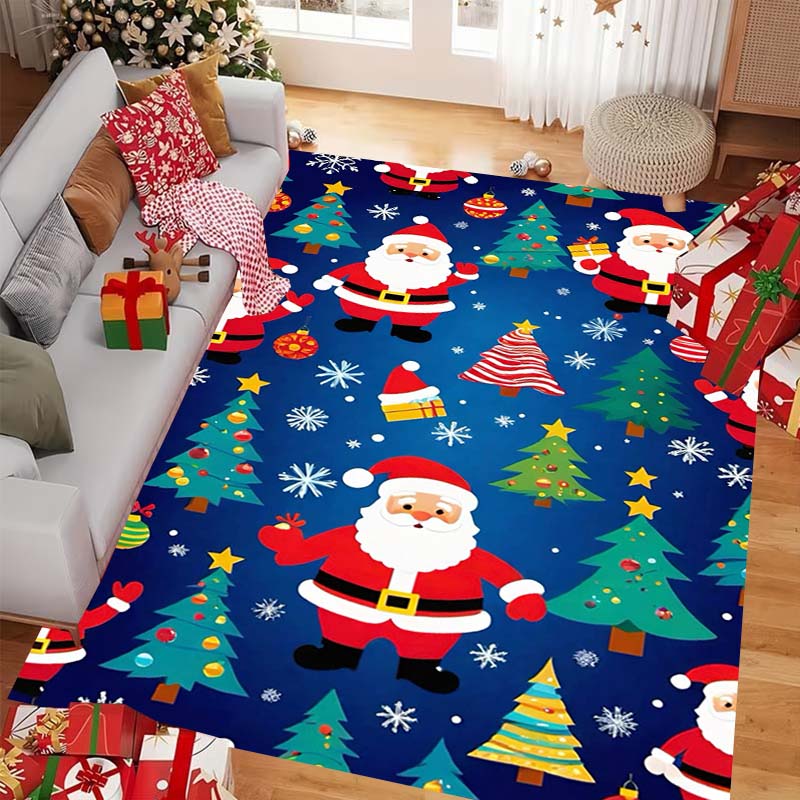 Santa Claus-themed Christmas Rug, Suitable for Living Rooms, Bedrooms, and Entryways, As Well As Outdoor Patios, Gardens, and Courtyards;