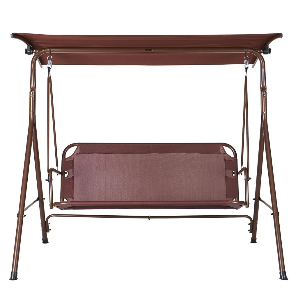 VEVOR 3-Person Patio Swing Chair, Outdoor Patio Swing with Adjustable Canopy, Porch Swing with Armrests, Teslin Fabric and Alloy Steel Frame
