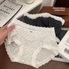 Ladies Autumn and Winter Lace Polka Dot Pure Cotton 10A Anti Bacterial Breathable High Waist Triangle Briefs