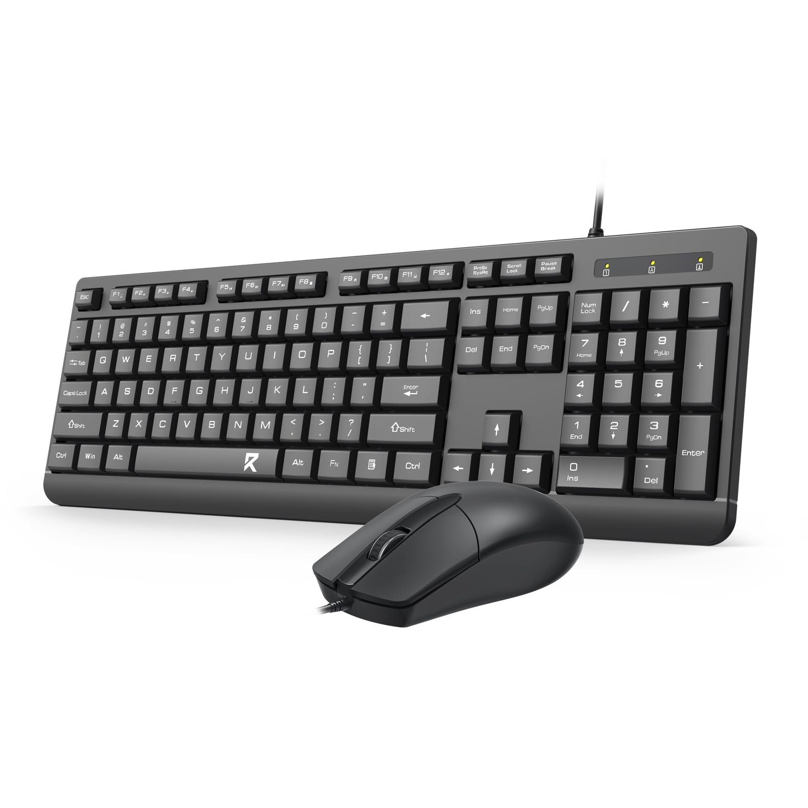 

Redragon Wired Keyboard and Mouse PC Optical Mouse with Numeric Ergonomic Plug for Office or Home Work Set, Quiet, Full-Size, Waterproof, Slim, чорний