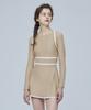 Leijibi [Set] Multi-Tension Halterneck Swimsuit 3-Pcs Set Beige