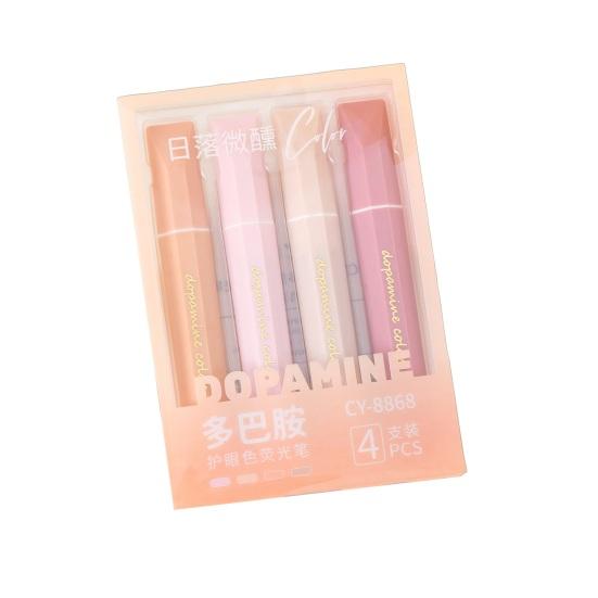 4Pcs Soft Tip Highlighter Set with Large Ink Capacity Pastel Eye-Care Markers Smooth Writing Highlighter Pen for Journaling Notes Cute School Supplies