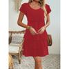 Women's Short Sleeve Crew Neck Ruffle Tiered Layered Flowys Swing Long Midi Dress Summer Dresses Casual Loose Dresses