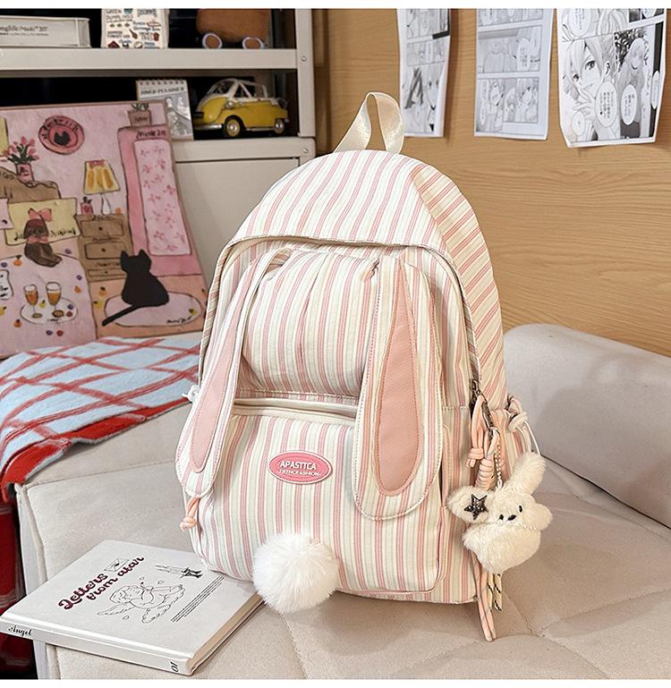 Schoolbag Japanese ins Striped Niche Mini Backpack Female High School Student Junior High School Student Large Capacity Backpack Girl School Bag
