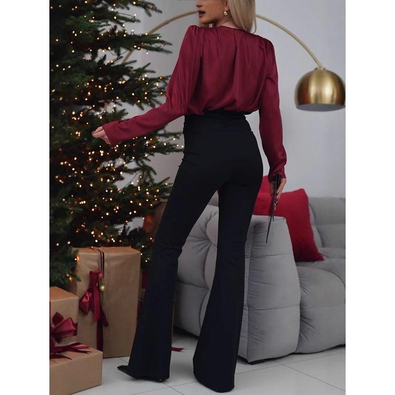 2025 New Arrival Fashion Hip-Lift and Belly Shaping Slim Looking High Waist Flared Pants Pants