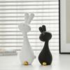 Black and White Rabbit Desktop Small Ornament Resin Handicrafts Office , Living Room Decoration Creative Soft Decoration