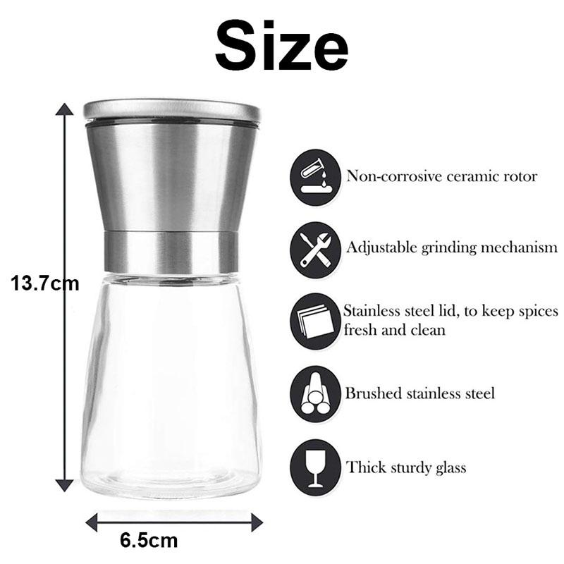 Pepper Grinder Salt Grinder Manual Salt Pepper Grinder with Funnel Set Spice Adjustable Coarseness with 5 Level Pepper Grinder