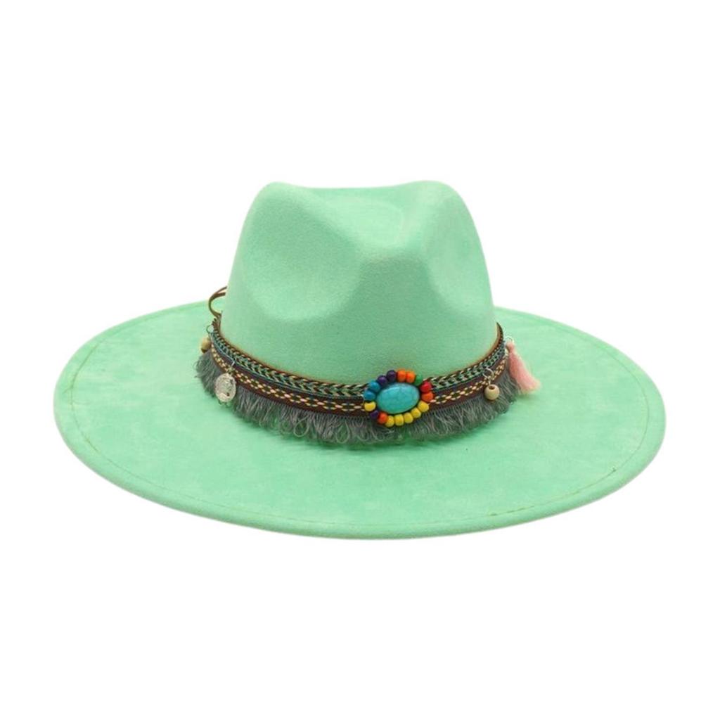 Round Flat Brim French Ethnic Style High-End Top Hat New Stage Jazz Hat Western Cowboy Hat