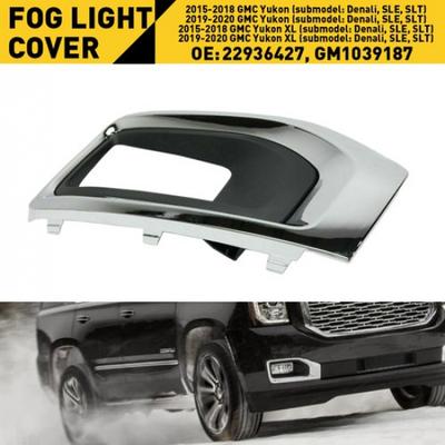 Bumper Fog Light Lamp Cover Trim Chrome For GMC Yukon 2015-2018 Passenger Side