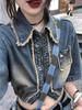 2025 Autumn American Retro Brushed Denim Jacket & Niche Design Workwear Pants