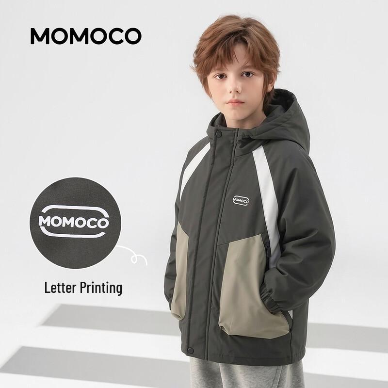 MOMOCO Boys' Hooded Color-Block Padded Winter Windbreaker