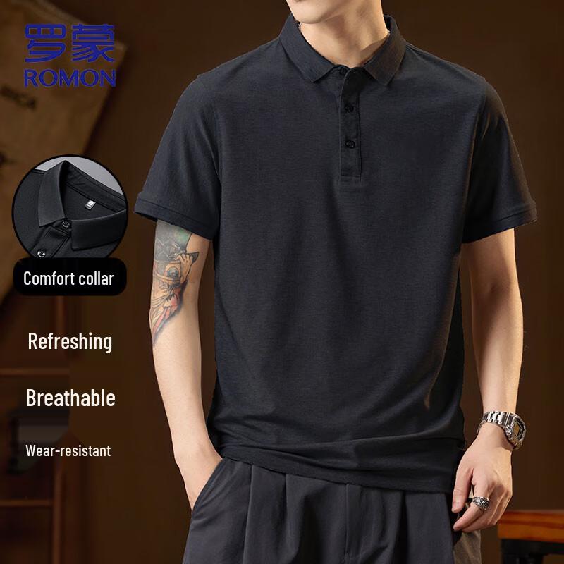 ROMON Men's Summer Cool & Breathable Slim Fit Polo Shirt