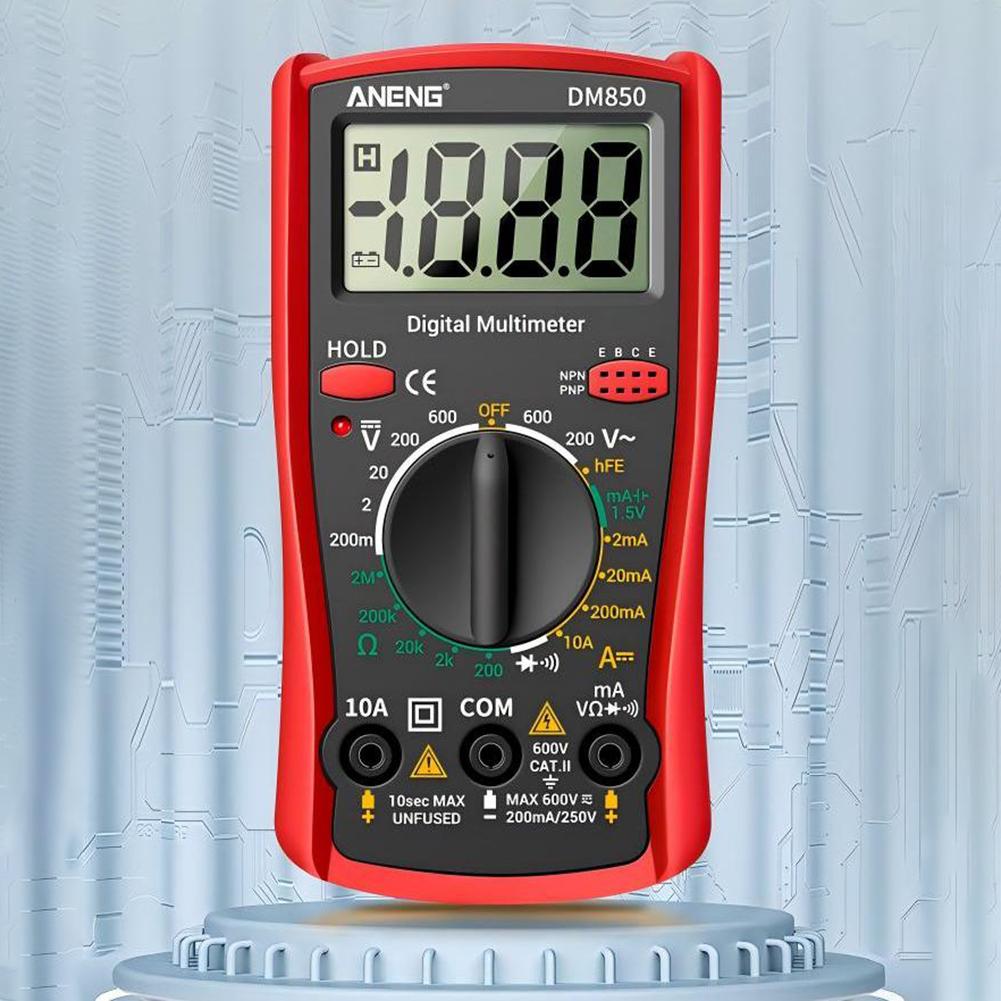 Digital Multimeter Tester, Electric DC AC Voltmeter, Measures Resistance, Diode, LCD Backlit Display, Stretchable 45° Height Adjustable Kickstand