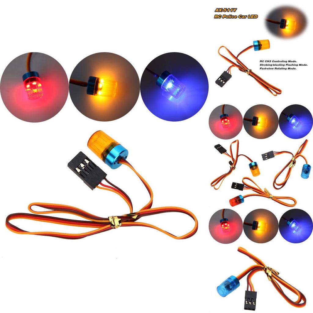 Faszinierendes 3-Farben-Blinkendes Rotierendes LED-Licht für 1/10 RC-Modellautos mit Aluminiumlegierungsbasis