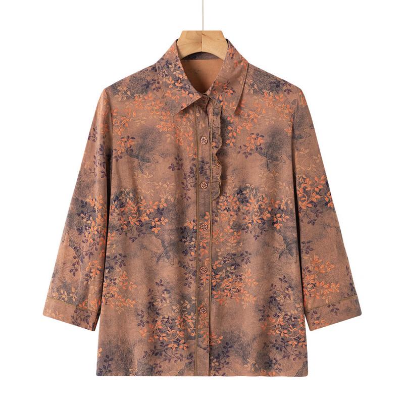 New Chinese Style Floral Blouse for Elderly Women