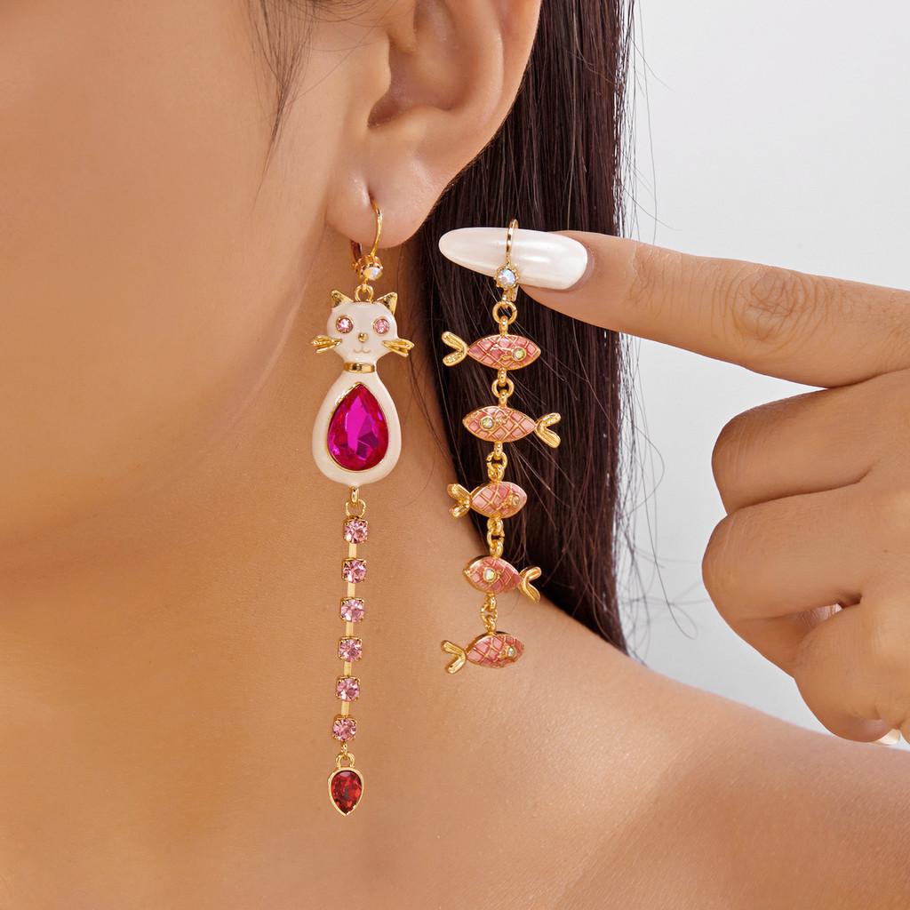 Animal Cartoon Alloy Dangle Earrings With Electroplated Finish For Fashion Enthusiasts