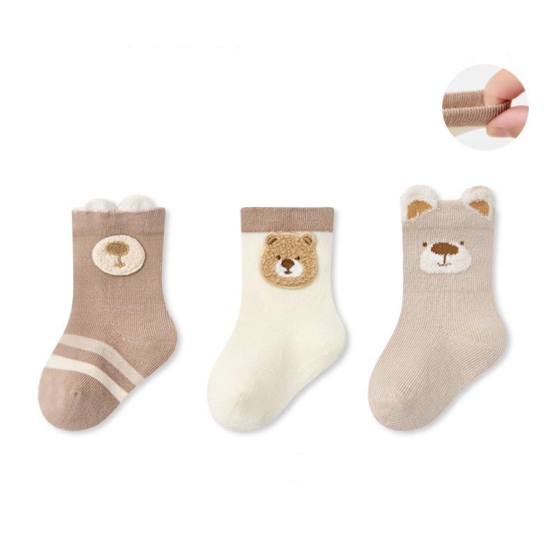 

3Pairs/Set New Toddler Mid Socks Newborn Baby Kids Soft Cotton Lace Socks Autumn Girl Infant Boys And Girls Cute Boneless Socks L