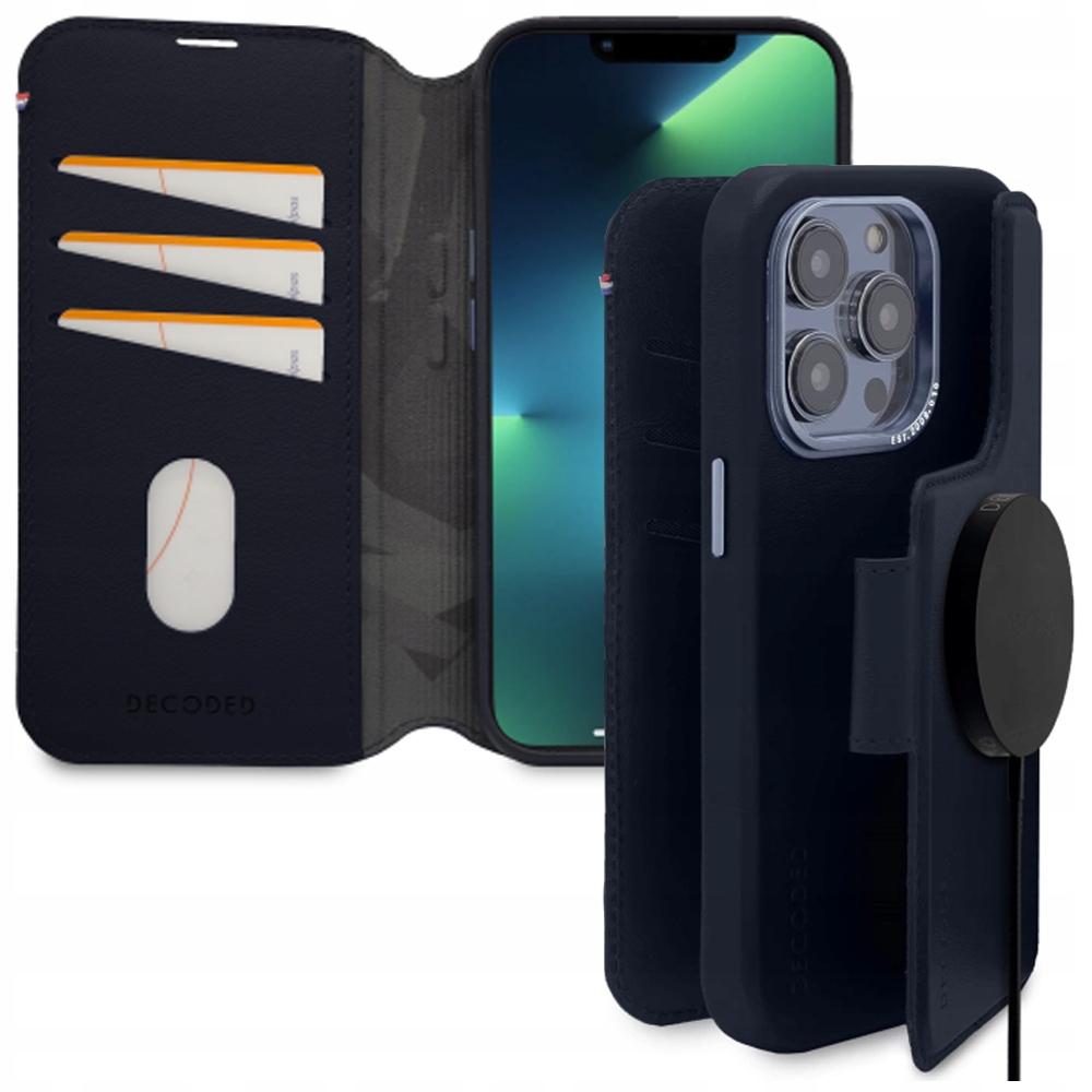 Etui Decoded Detachable Wallet Case Skórzane Z Magsafe Z Klapką Do Iphone 14 Pro Max - Granatowe
