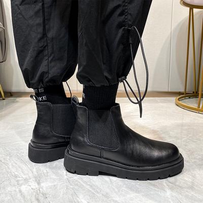Chelsea Boots Winter 2025 Plateau-Stiefel Herren Spaltleder Stiefeletten Schwarz Männlich Herbst Neue Schuhe Klobige Stiefeletten dr5