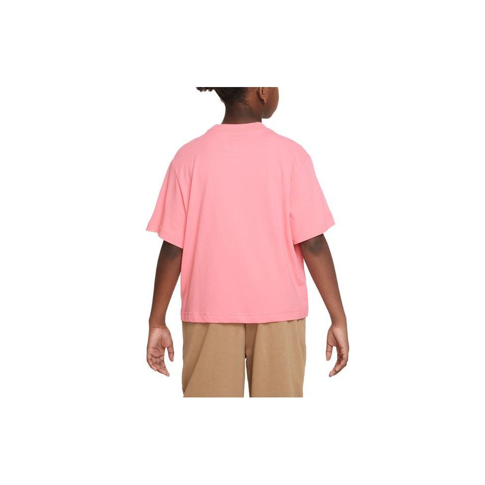 Nike Dri-Fit Buchstaben Logo Print Locker Rundhals Kurzarm T-Shirt Kinder Oberteile Koralle-Rosa FD0941-611