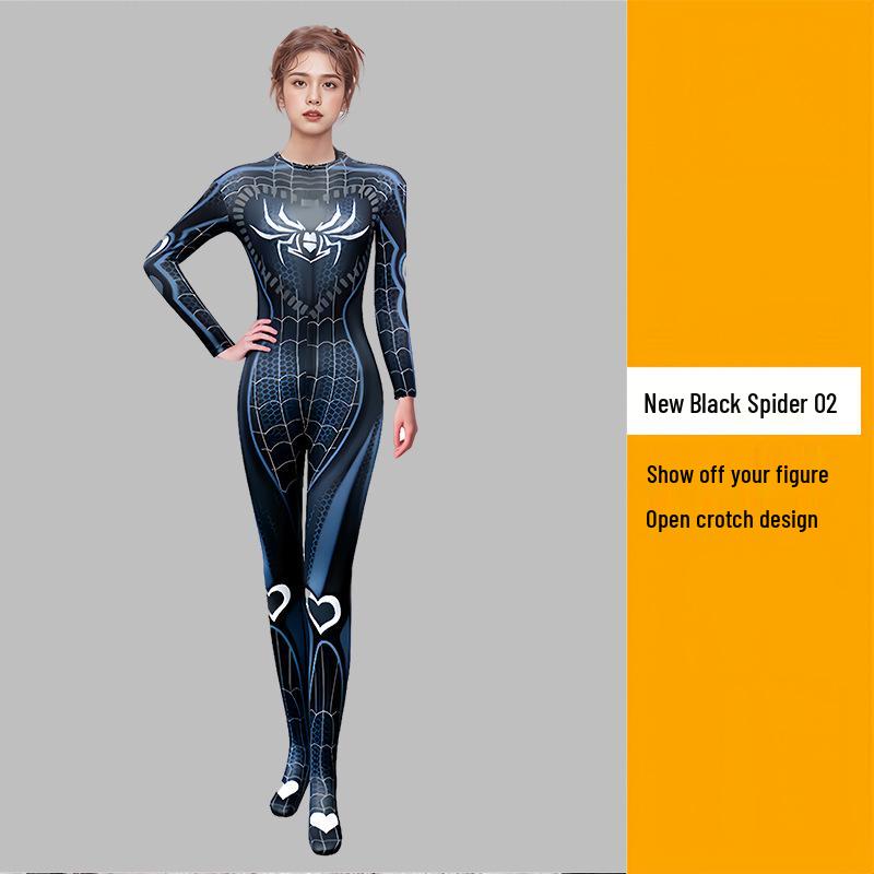 Costume da Cosplay di Daji di Halloween: Tuta nera da donna Spiderman, Costume di Asuka da Overwatch
