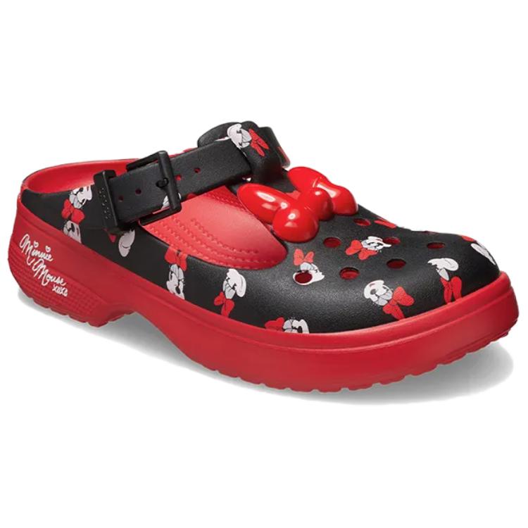Crocs Classic Minnie Lightweight Breathable Clogs Women Footwear Black Red 211143-90H