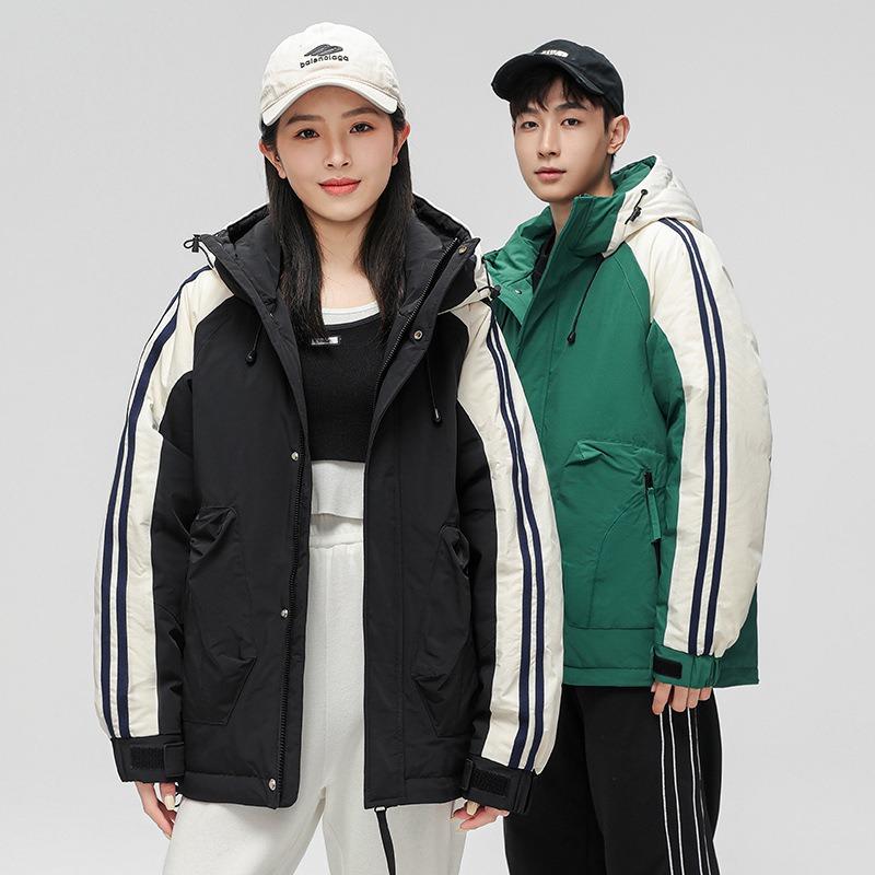 Men's Couple Fashion Down Jacket Men's and Women's Same Winter Thickened Warm 90 White Duck Down Hooded Down Jacket