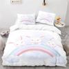 Cartoon Animal Cute Rainbow Rabbit Bedding Set Single Twin Double Queen King Cal King Size Bed Linen Set