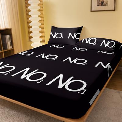 1 Eenvoudig Modern Letter Geometrie Bedrukt Mat Hoeslaken, Slaapkamer Bedrukt Bedovertrek, Beddengoed (Exclusief kussenslopen)