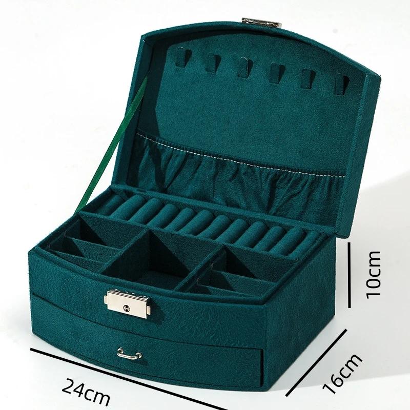 Green Velvet  Jewelry Storage Box for Women 2026 New High-end Exquisite Large Capacity Travel Jewelry Bag Jewelry Box Organizer