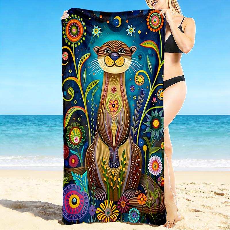 1Pc Otter Dreamy Garden Beach Towel, Quick Dry, Multi-Use for Beach Pool Gym Yoga Home Travel, Christmas, Halloween, Xmas Gift M92992