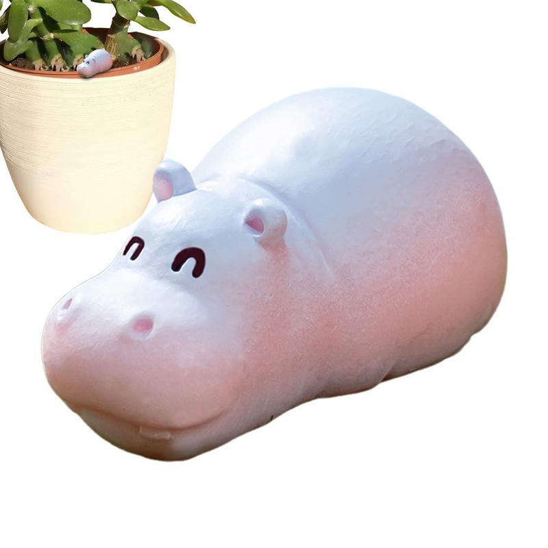 Little Hippo Figurines Unique Figurine Craft Resin Animal Figurines For Bookshelf Bedroom Tiny Cute Hippo Sculpture Home Decor