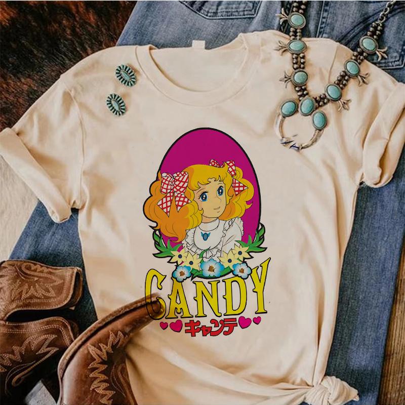 Lata 90. Kawaii Cukierki Cukierki Anime Letni Top Koszulka Damska Nadruk Koszulka Grunge Anime Manga Koszulka Topy Graficzny Estetyczny