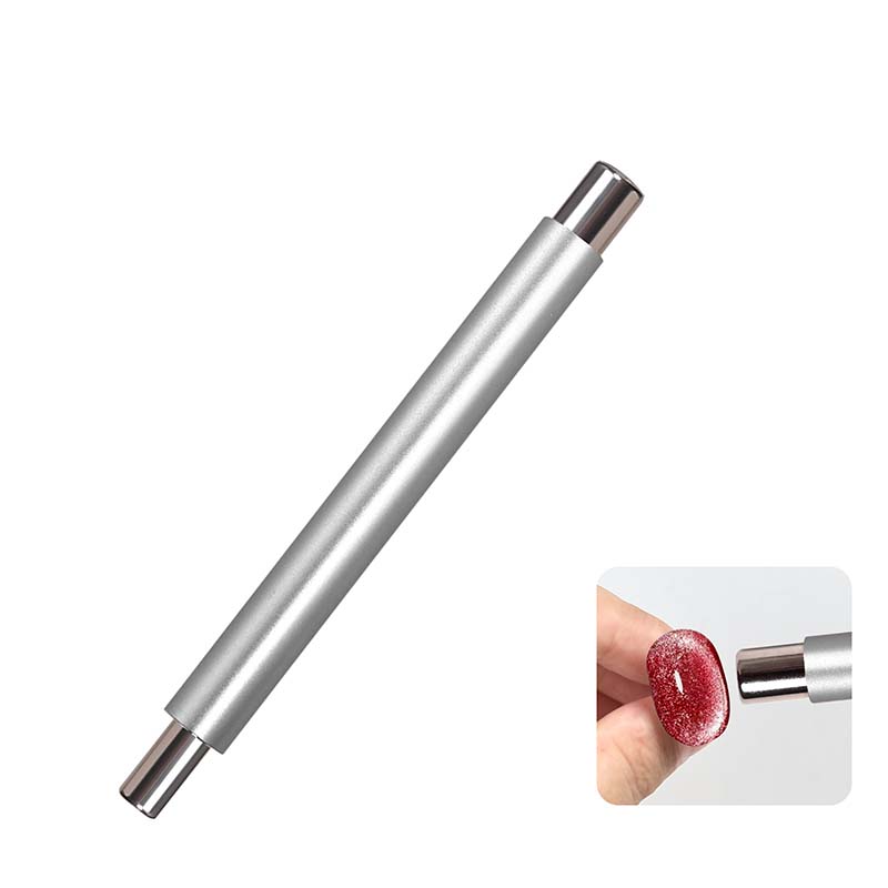 Dual-Head Magnetic Cat Eye Stick - Round Steel Cylinder Magnet for 3D Nail Art & French Manicure, Professional Gel Polish Tool
