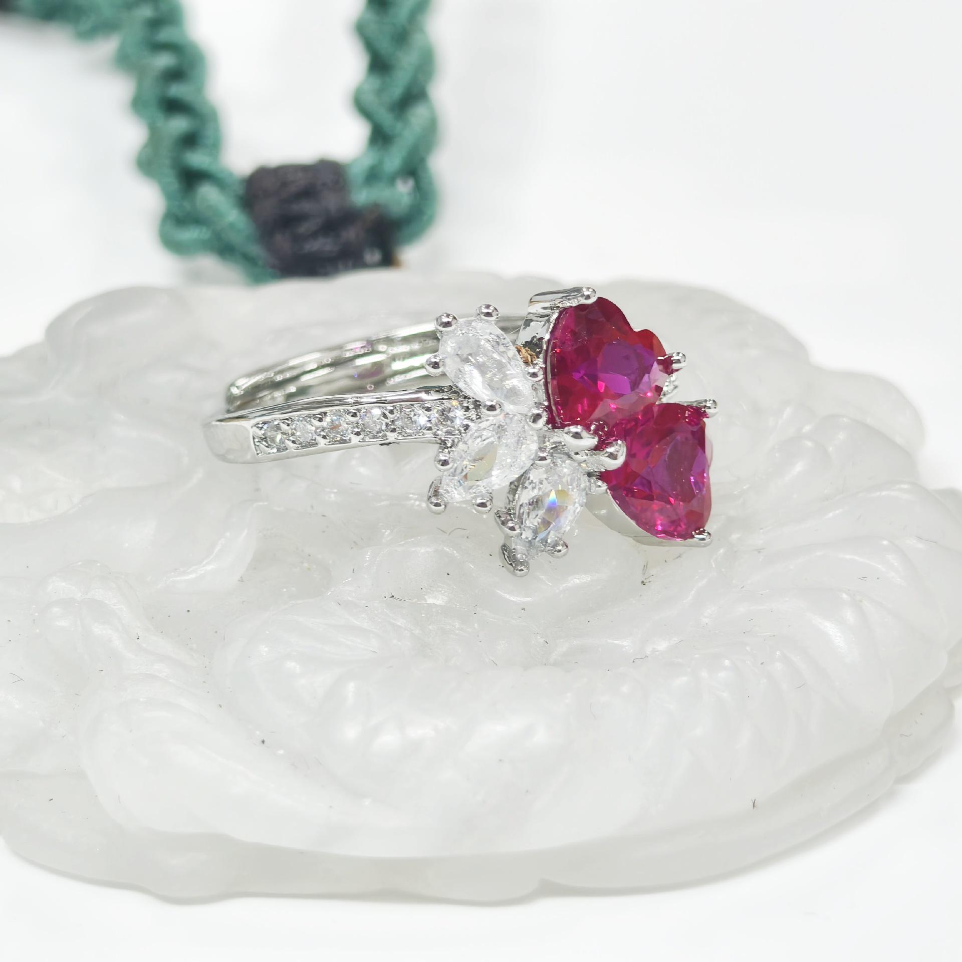 European Style Heart Zirconia Jewelry Set: Women s Ring, Earrings & Pendant