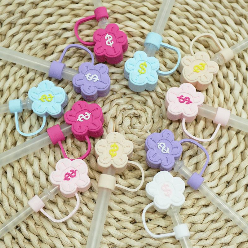 Flower Straw Stopper Flower Shape Drinking Straw Tips Lids Straw Caps Protector Dust Proof Plugs Drinking Supplies